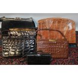 Ladies' vintage crocodile skin handbags selection - includes classic 1950s / 1960s styles,