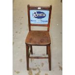 Edwardian advertising chair with enamel back panel - Restu