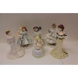 Six limited edition Coalport figures - Alexandra At The Ball, Louisa At Ascot, The Boy, Visiting