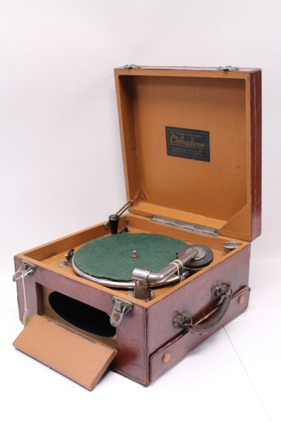 Cliftophone Wonder Gramophone - circa 1927, in leather, with record holder, complete with winding - Image 2 of 4
