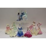 Eleven Coalport figures - Celebration Time, In Vogue, Ann, Bonnie Lass, In Love, Encore, Kerry,