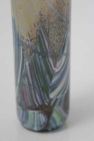 Isle of Wight glass cylindrical vase, bearing paper label and signed underneath - Michael Harris, - Image 2 of 6