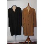 Gentlemen's vintage overcoats, camel coloured Crombie cloth by Willerby Tailoring,