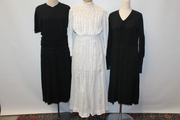 Ladies' 1930s / 1940s vintage clothing including black Moiri evening dress, - Image 3 of 3