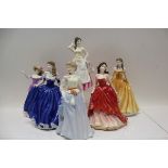Six Royal Doulton figures - Rebecca HN4768, Special Occasion HN4100, Beth HN4156, Dairy Maid HN4249,