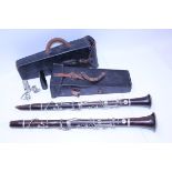 French rosewood clarinet with plated mounts, by Jacques Albert Fils,