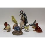 Selection of Goebel, Royal Worcester and Beswick birds, Goebel dog, Poole duck and a Poole pot (9)