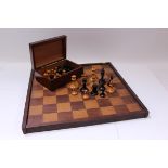 Boxwood turned chess set in mahogany box,