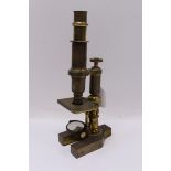 19th century French lacquered brass microscope, signed - Ane.