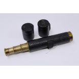 Three-draw telescope in brass and leather case