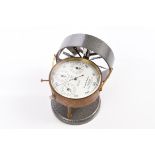 Unusual brass three-dial wind meter dial marked - no. A82, by Short & Mason, London, in a leather