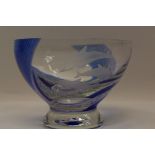 Caithness coloured glass bowl engraved with dolphins, 18.5cm diameter CONDITION REPORT Some small