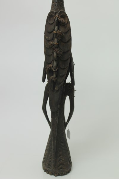African carved wood fertility figure of a woman and a bird, - Image 3 of 4