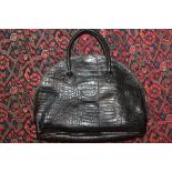 Genuine vintage handbag by Mulberry, black mock croc leather,