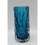 Whitefriars kingfisher blue bark vase designed by Geoffrey Baxter, 19cm high CONDITION REPORT