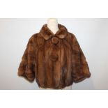 Ladies' 1950s mink swing bolero jacket, medium / large size, wide three-quarter length sleeves,