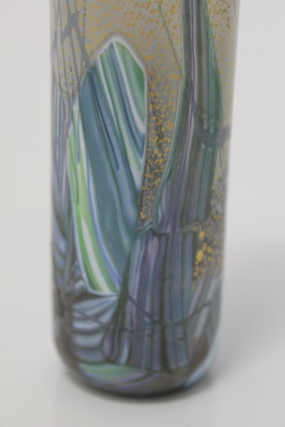 Isle of Wight glass cylindrical vase, bearing paper label and signed underneath - Michael Harris, - Image 6 of 6