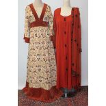 Ladies' vintage 1970s and 1980s clothing, original Annie Gough wool and velvet maxi peasant dress,