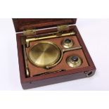 Victorian brass travelling microscope in fitted mahogany case CONDITION REPORT Case has two splits