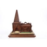 Early 20th century scratch-built painted model of a church,