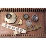 Collection of antique travel microscope parts and accessories