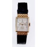 Art Deco Chalet gold wristwatch with Swiss seventeen jewel Wega Watch Co.