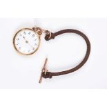 Late 19th century ladies' Swiss gold fob watch with button-wind movement in gold (18ct) case,