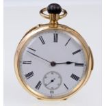 Gentlemen's gold (18k) pocket watch with Swiss button-wind quarter repeating movement striking on