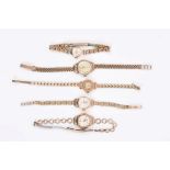 Ladies' Cyma gold (9ct) carved wristwatch on gold (9ct) bracelet,