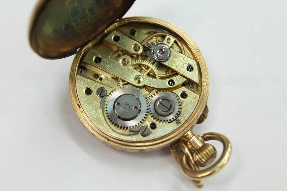 Late 19th century ladies' Swiss gold (14k) cased fob watch with jewelled enamel dial and another - Image 7 of 7