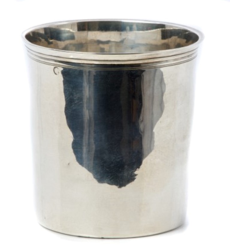 Late 18th / early 19th century French silver beaker of cylindrical form, with flared rim and