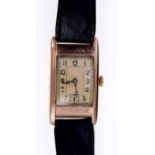 1930s gentlemen's rose gold (9ct) wristwatch with Swiss fifteen jewel movement,
