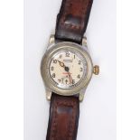 1940s Saunders wristwatch with waterproof non-magnetic movement with circular dial with subsidiary