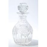 George IV cut glass decanter with hobnail and slice cut decoration and mallet-shaped stopper,
