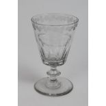 Victorian cut glass rummer with engraved 'E. J.