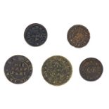 Essex - Dunmow 17th century Halfpenny and Farthing tokens - Thomas Bvrges ½ 1669 Woolpack (x 2)