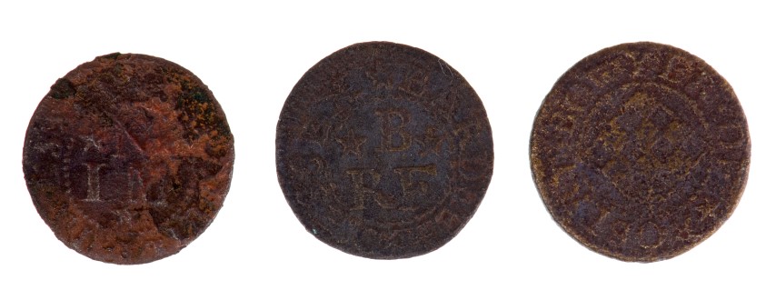 Essex - Bardfield 17th century Farthing tokens - Robert Bowyer, Chequers x 2 and John Noone,