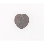 Essex - Epping 17th century Halfpenny token (heart-shape) - George Dey ½ 1668 St.