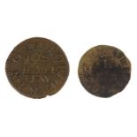 Essex - Leigh 17th century Halfpenny and Farthing tokens - George King ½ 1668 Tobacco Rolls.  VF (V.