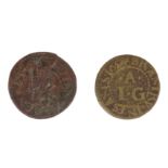 Essex - Braintree 17th century Farthing tokens - John Allen ¼ 1657 Soldier and John Allen ¼