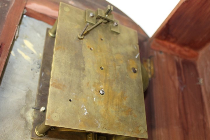 Victorian wall clock with eight day chain fusee movement with twelve inch white dial in a mahogany - Image 3 of 6