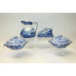 Large Copeland Spode Italian pattern jug, together with a cheese dish and cover and two tureens with