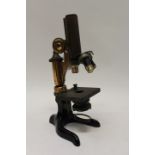 Late 19th century lacquered brass microscope