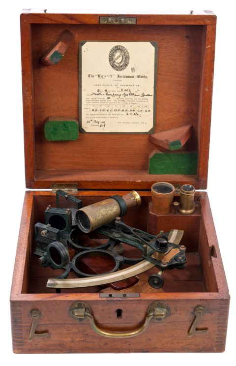 Brass framed sextant by Heath & Co. New Eltham, London, no.