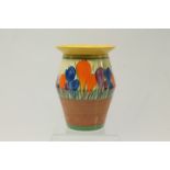 Clarice Cliff Bizarre Range Crocus pattern vase, 20cm high CONDITION REPORT Chipped and restored