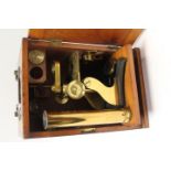 Victorian brass microscope by A.