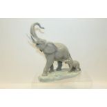 Lladro figure group - mother and baby elephant - printed and impressed marks to base, 30.5cm high