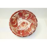 Alan Caiger-Smith (b. 1930), large Aldermaston pottery bowl with red lustre decoration, signed on