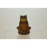 Lalique green glass model of a seated frog,