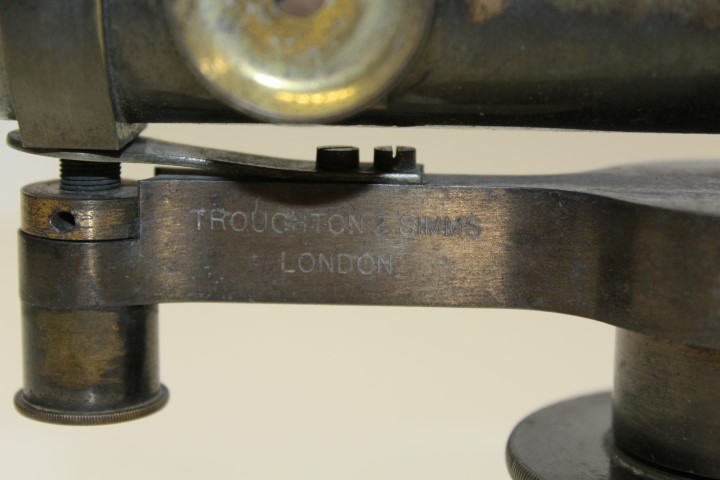 Brass surveyors' level, mount and spare eye lens, by Troughton & Simms, London, - Image 3 of 4